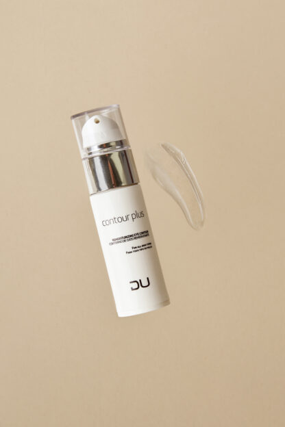 Contorno Plus DU Cosmetics en envase airless de 35 ml, gel liposomado con ácido hialurónico para contorno de ojos y labios.