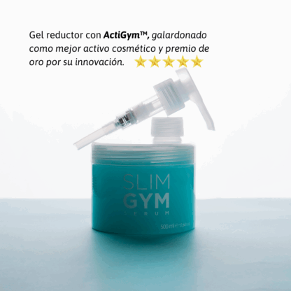 Slim Gym DU Cosmetics en tarro de 500 ml, gel corporal remodelador con efecto aeróbico y activos reductores.