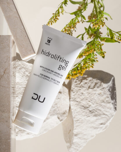 Hidrolifting Gel DU Cosmetics en tubo de 100 ml, gel antiage reafirmante con caviar y Argireline.