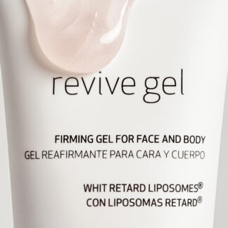 Revive Gel DU Cosmetics en tubo de 200 ml, gel reafirmante liposomado con colágeno vegetal y ácido hialurónico.